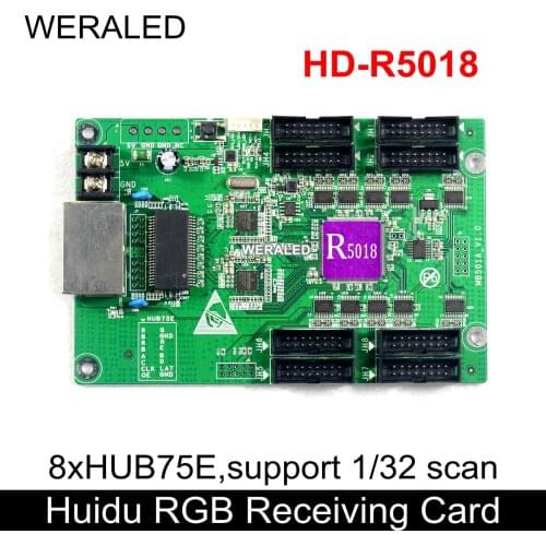 Huidu Advertising LED Display Full Color HD-R5018 RGB Receiving Card work with HD-C15C C35C A3 A6 A60X HD-T901