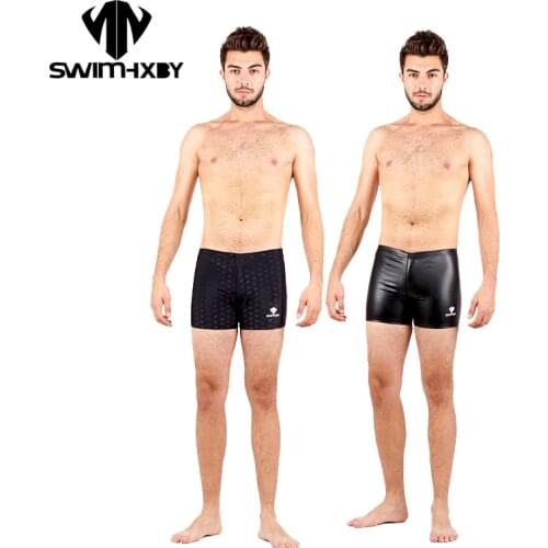 HXBY PU Mens Swimwear Swimming Shorts For Men Swimsuit Boys Racing Swimwear Men Sunga Competitive Swimming Suit Maillot De Bain