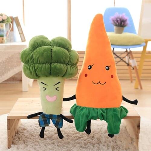 55/65cm Simulation Vegetable Plush Pillow Stuffed Carrot Broccoli Plush Toy Soft Cushion Cute Kids Baby Doll Creative Gift