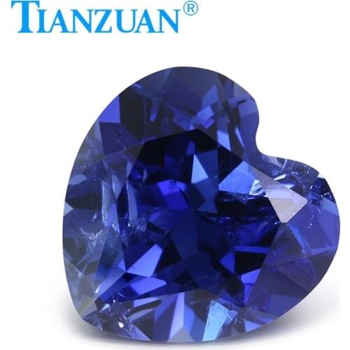 33# light blue color heart shape Artificial sapphire corundum stone with cracks and inclusions loose stone