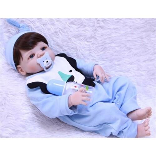 NPKCOLLECTION 55cm Soft Silicone Reborn Dolls Baby Realistic Doll Reborn 22 Inch Full Vinyl Boneca with Lovely Cartoon Clothes