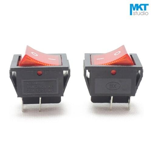 10Pcs Red 31*25mm 4 Pins 2 Positions DPST Miniature Electrical Boat Rocker Switch With LED Light