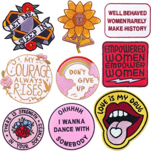 Cartoon Patch Letter Embroidery Patch Iron On Patches For Clothes Flower Embroidered Patches For Clothing DIY Applique Stripe