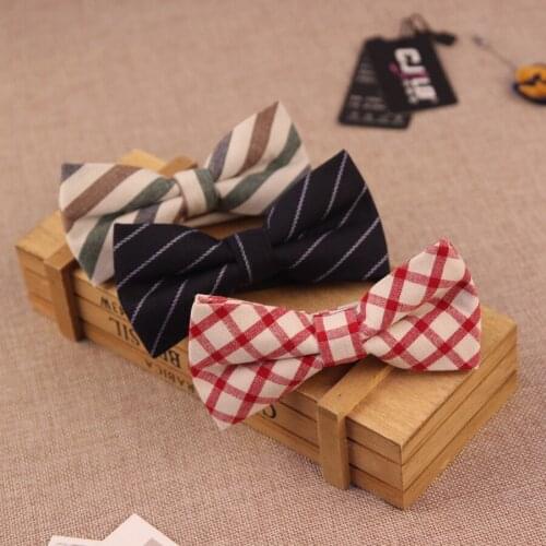 16color Korean fashion designers mens wedding bowtie cotton gentleman British business bow tie cotton plaid striped 10pcs/lot