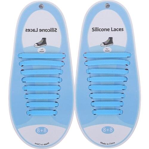 N0HD 16Pcs Adult Kid Lazy No Tie Silicone Shoelaces Waterproof Elastic Wash-Free Rainbow Shoe Laces for Casual Sneakers Running