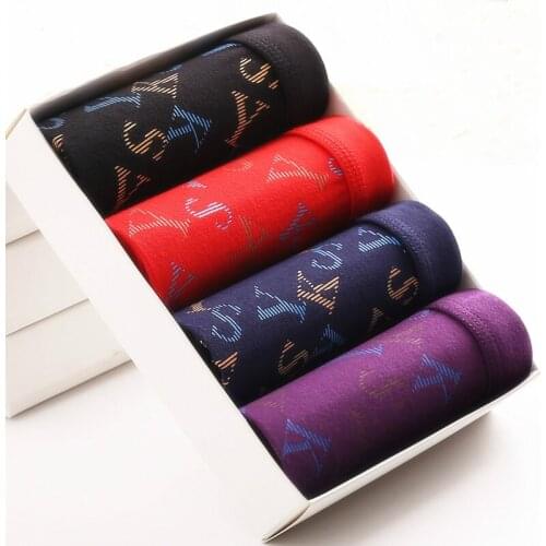 Underwear Men Boxer U Pouch Sexy Modal Breathable Ice Silk Boxer Shorts Letter Print Male Youth Summer 4pcs Big Size 5XL 6XL 7XL