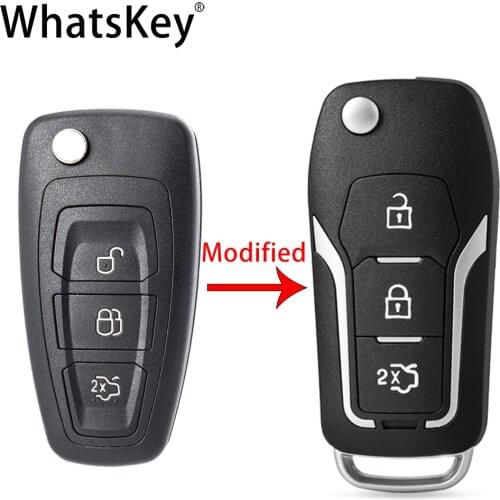 WhatsKey new Replacement Modified Flip Remote Car Key Shell For Ford Focus mondeo 3 Fiesta C Max S Max Galaxy HU101 Smart Key