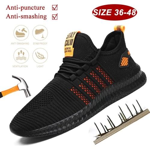 Security Shoes Work/Working Shoes New Men Safety Shoes Anti-smash and Anti-puncture Lightweight Safety Boots Sport Style