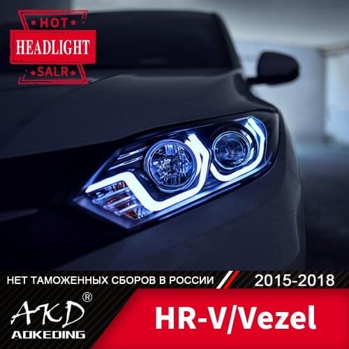 Head Lamp For Car honda HR-V 2014-2018 HRV Vezel Headlights Fog Lights Day Running Light DRL H7 LED Bi Xenon Bulb Car Accessory