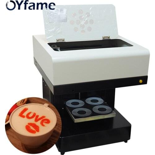 OYfame 4 cups Coffee Printer Chocolate Selfie Cake Priter coffee Printing Machine for Cappuccino Biscuits With 2 set ink