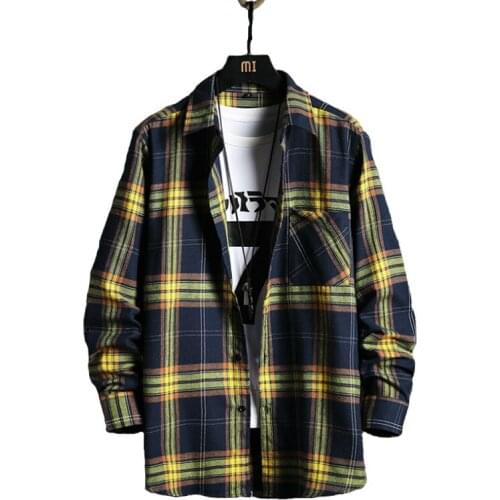 Style Brand Cotton Plaid Casual Shirt Male Fashion Autumn Long Sleeve Tops Streetwear Korean Japanese Shirts Men
