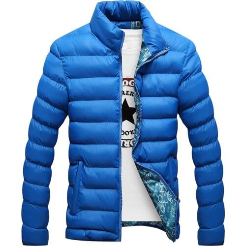 Autumn winter mens stand-up collar simple solid color light down cotton jacket thickening casual plus size white duck down coat