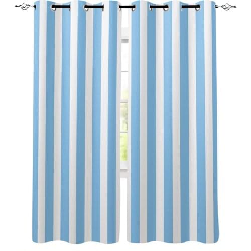 Blue White Stripes Blackout Curtains For Living Room Window Curtains For Bedroom Kitchen Curtains Drapes Blinds