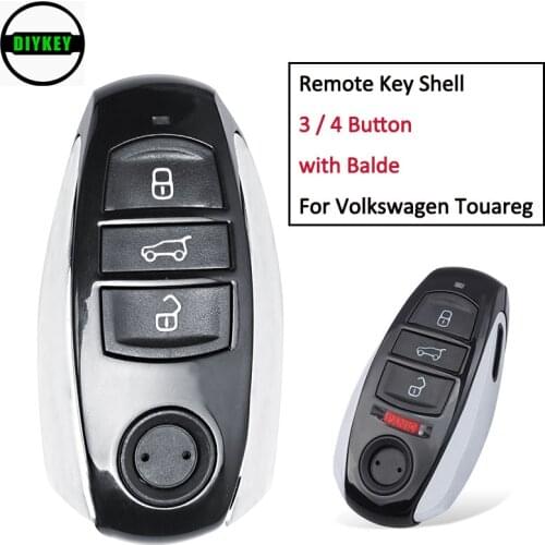 DIYKEY Smart Remote Control Car Key Shell Case for Volkswagen Touareg 2011 2012 2013 2014 2015 2016, Fob 3 / 4 Button With Blade