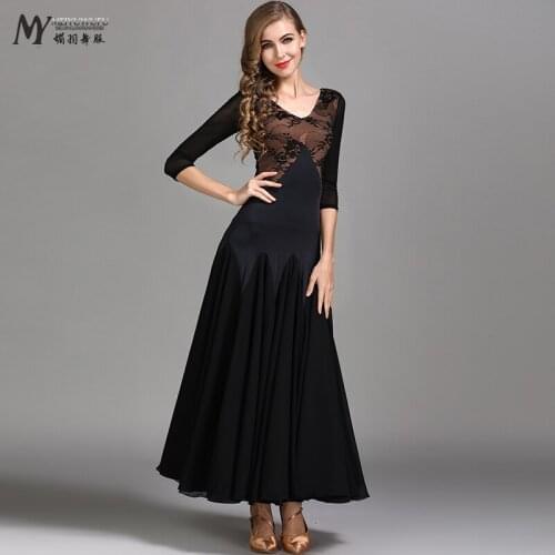 Modern Dance Dress one piece breast Lace back zip Chiffon Dress MY788 Ballroom Dancing Serve Waltz Practice ballroom performance