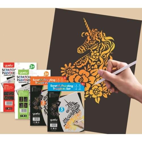 21*29 CM DIY Manual Scratch Painting Craft Art Creative Realistic Animal Famous Landscape Building Scraping Copying Stencil Toys