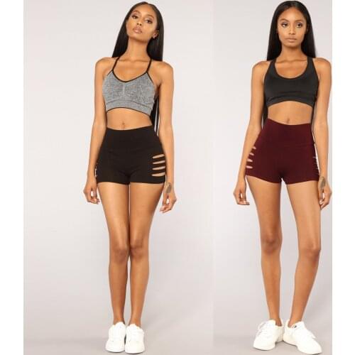 Womens Sexy Sports High Waist Shorts Track And Field Gym Exercise Fitness Yoga Leggings Sports Breathable Side Hole Shorts