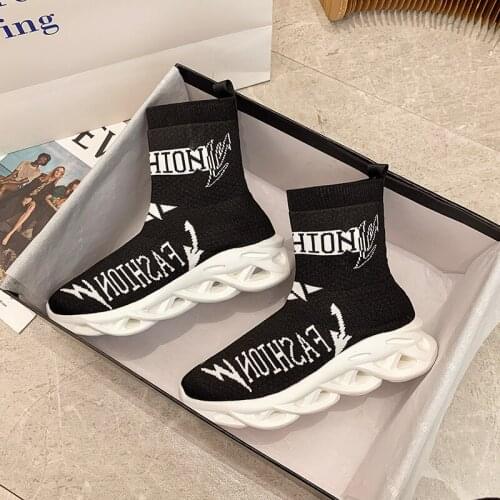 Smart Fit Women Slip-On Sporty Knit Sock Booties Spring Summer Causal High Top Trainers