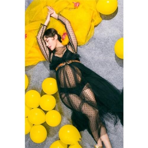 Women Maternity Photography Props Clothes Pregnants Short Sleeve Ruffles Solid Dress Casual Comfortable Dresses sukienka ciazowa