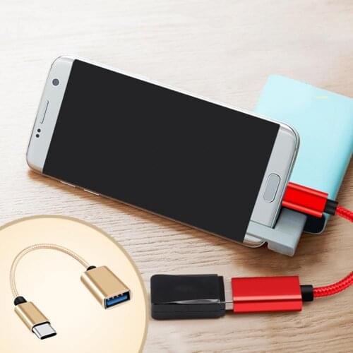 1Pcs Nylon Braided OTG Adapter to Android TYPE-C Data Cable Micro Phone Adapter Cable U Disk Adapter Cable For Samsung Redmi