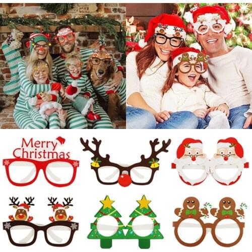 9pcs Christmas Glasses Santa Claus Snowman Snowflake Tree Elk Paper Glasses Party Photo Props 2020 Christmas Decoration For Home