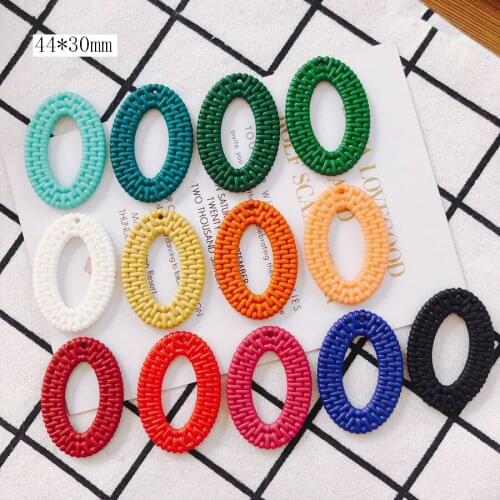 Free Shipping 10pcs 44*30mm Hollow Out Oval Round Shape Imitation Rattan Jewelry Necklace Pendants DIY Earring Floating Charms