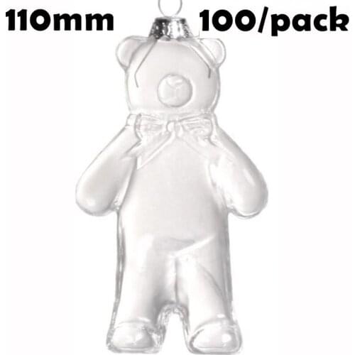 Free Shipping DIY Paintable Christmas Xmas Decoration Ornament/Ball 110*60mm Glass Bear, 100/Pack