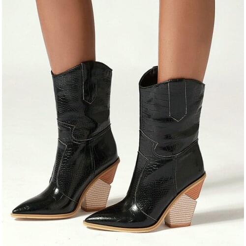 Fashion Slip On Pointed Toe Women Ankle Boots Ladies Wedges High Heel Short Boots Autumn Winter Womens Shoes