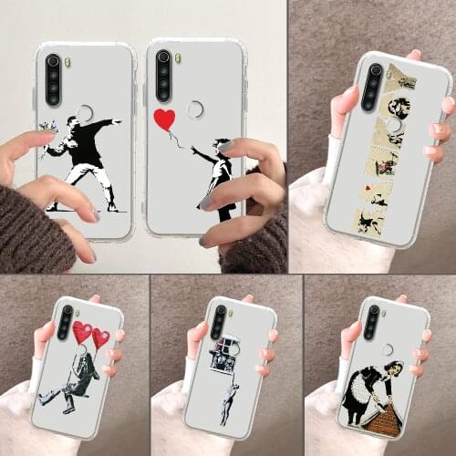 ART Graffiti Street Banksy Phone Case For Xiaomi Redmi Note 7 7A 8 8T 9 9A 9S 10 K30 Pro Ultra transparent soft waterproof 3D