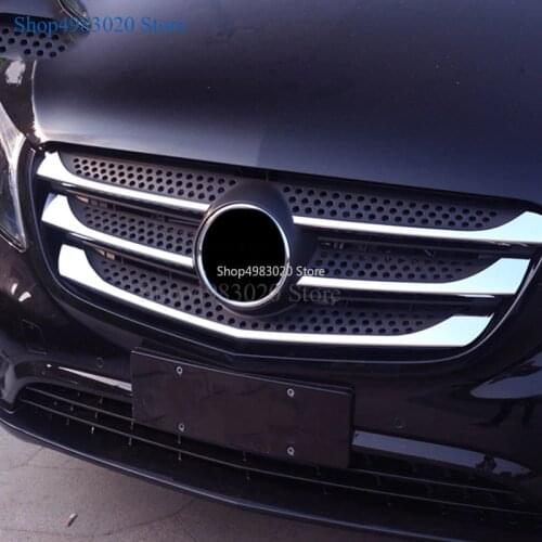 Front Grille Grill Decoration Strip Cover Trim 5 Pcs Fit For Mercedes-Benz Vito W447 2014 - 2018 ABS Chrome Exterior car slyling