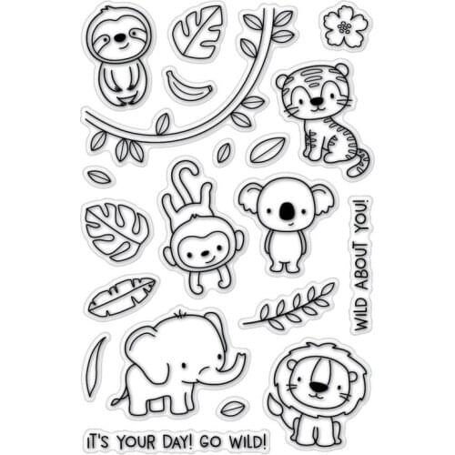 Wild Forest Animals Clear Stamps Seal for DIY Scrapbooking Album Crafts Decorative Cards Transparent Stempels Silicone Stamp New