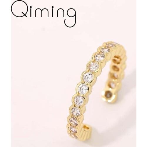 Elegant Rhinestones Rings For Women Female Bride Wedding Jewelry Accessorie Adjustable Stackable Fashion Ring Party Gift