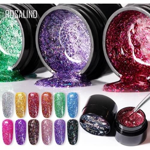 ROSALIND Shiny Silk Gel Nail Polish Bright For Glitter Painting Nail Art Design Need UV Lamp Top Base Primer For Manicure