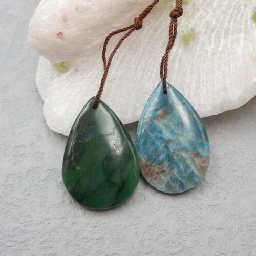 Hot Sale Drop type African Jade，Chrysocolla Feather DIY jewelry accessories Earring Beads 30x20x5mm10g