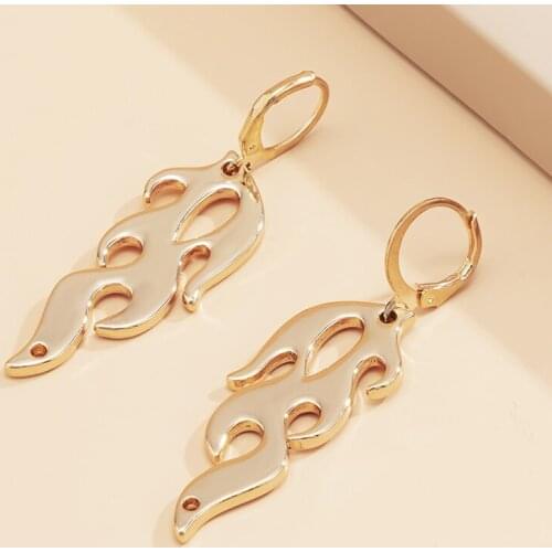 GSOLD New Trendy Hollow Flame Earring Simple Glossy Metal Retro Punk Style Spark Earring Women Fashion Party Jewelry 2021