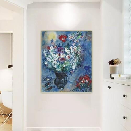 Canvas Oil Painting Marc Chagall"The Anemones"Surrealism Aesthetic Western Art Decor Poster Wall Art Home Interior Decoration