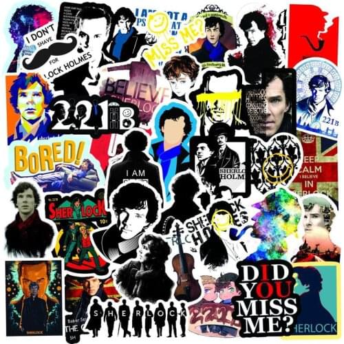 10/30/50Pcs Classic TV Series Sherlock Waterproof PVC Stationery Sticker Luggage Laptop Graffiti Skateboard Children Toy Sticker