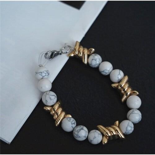 Fashion new white turquoise hip hop thorns hiphop men and women all-match cold wind bracelet