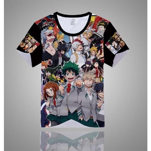 My Hero Academia Mens Summer T-shirts Midoriya Izuku 3D Printing School College Style Boku no Hero Academia T Shirt Tops