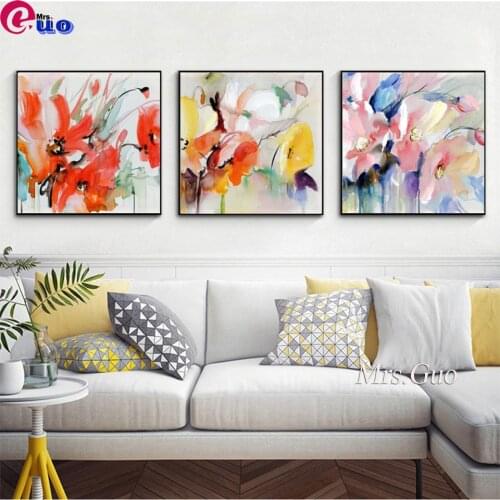 3 pieces Abstract Watercolor Flowers Poppy 5D DIY Diamond Painting Kit Full Drill Square Embroidery Mosaic Art Home Decor Gift