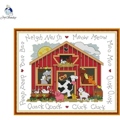 Barnyard Antics Cross Stitch Kit Aida Canvas 14ct 11ct Counted Stitches DMC Cotton thread Embroidery DIY Handmade Needlework
