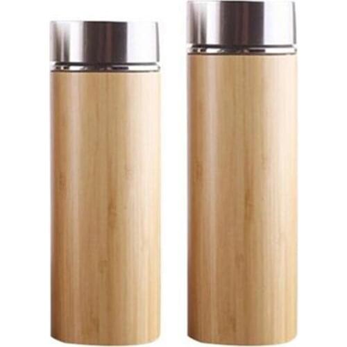 Natural Bamboo Thermos Cup Ceramic Bottle Vacuum Flasks Thermoses 12hours tea cup