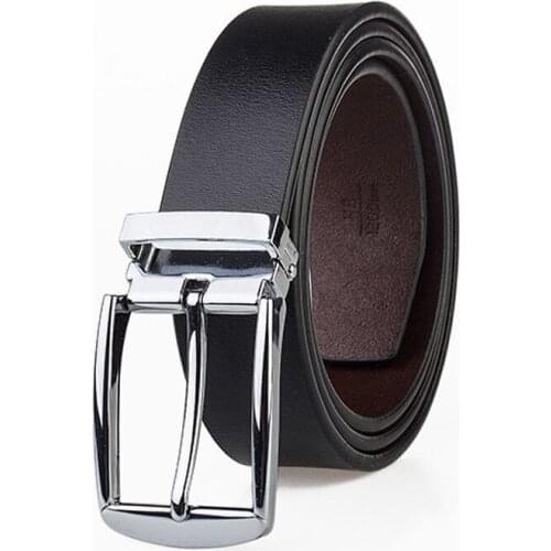 Genuine Leather Belt 125cm Mens Classic Alloy Pin Buckle Man 3,8cm Wide High Quality Business Belt