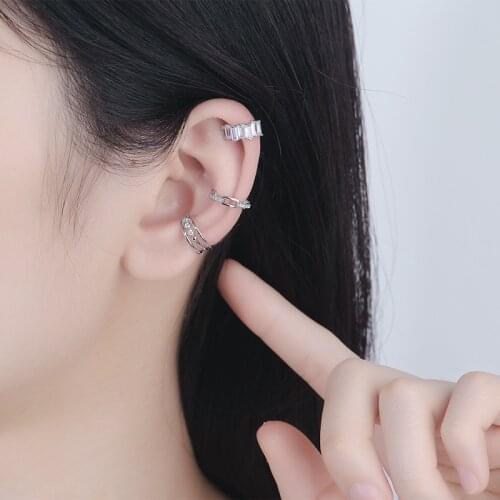 New S925 Clip Earring 3pcs Set Women Earcuff for Non Pierced Ears No Hole Clip On Earrings Cartilage Earring Cuff Jewelry