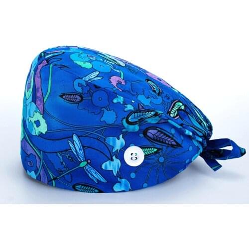 Unisex Scrubs caps anime printed hat Pet laboratory Scrub Cap Adjustable Scrubs Cap Beauty Salon Store scrubs Caps With Button