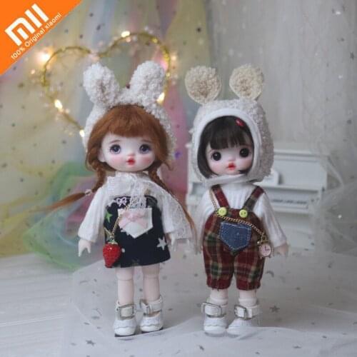 Xiaomi 17cm BJD Mini Doll Movable Joint Change Makeup Doll 3D Real Eye Dress Dress Up Fashion Doll Children DIY Girl Toy Gift