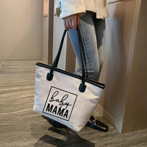 Baby Mama Printed Gift for Mom Canvas Tote Bag Shoulder Maternity Bag Shopping Bag