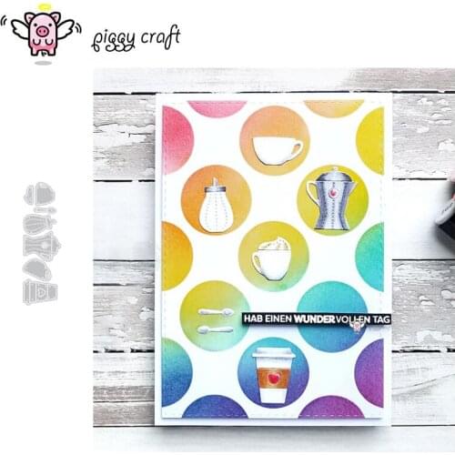 Piggy Craft metal cutting dies cut die mold Coffee drink cup kettle Scrapbook paper craft knife mould blade punch stencils dies
