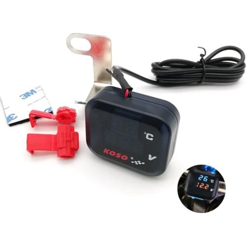 12V Motorcycle Thermometer Water Temp Meter Voltmeter with USB Port
