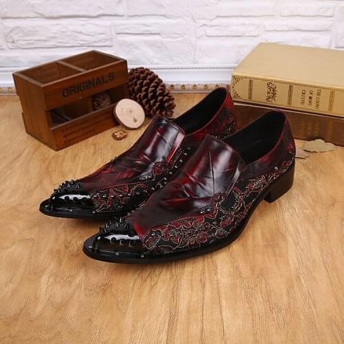 Mens italian leather shoes snake skin men loafers pointed toe dress shoes low heels steel toe oxford office shoe for man